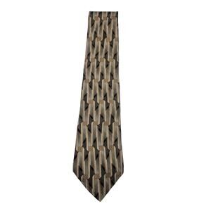 Vintage‎ ZYLOS by George Machado 100% Silk Tie Brown Gold Gray Black 60" USA